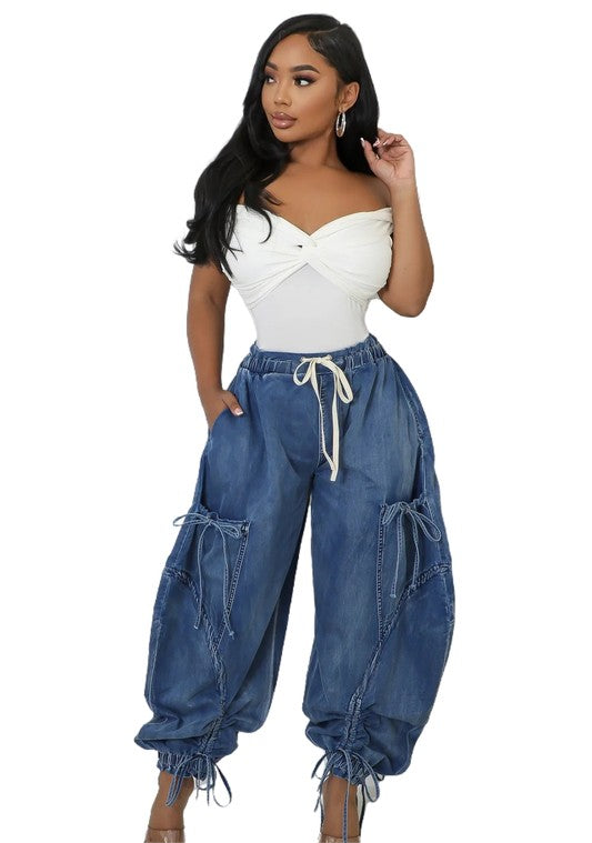 CHRISTA HAREM STYLE DENIM PANTS - Body By J'ne