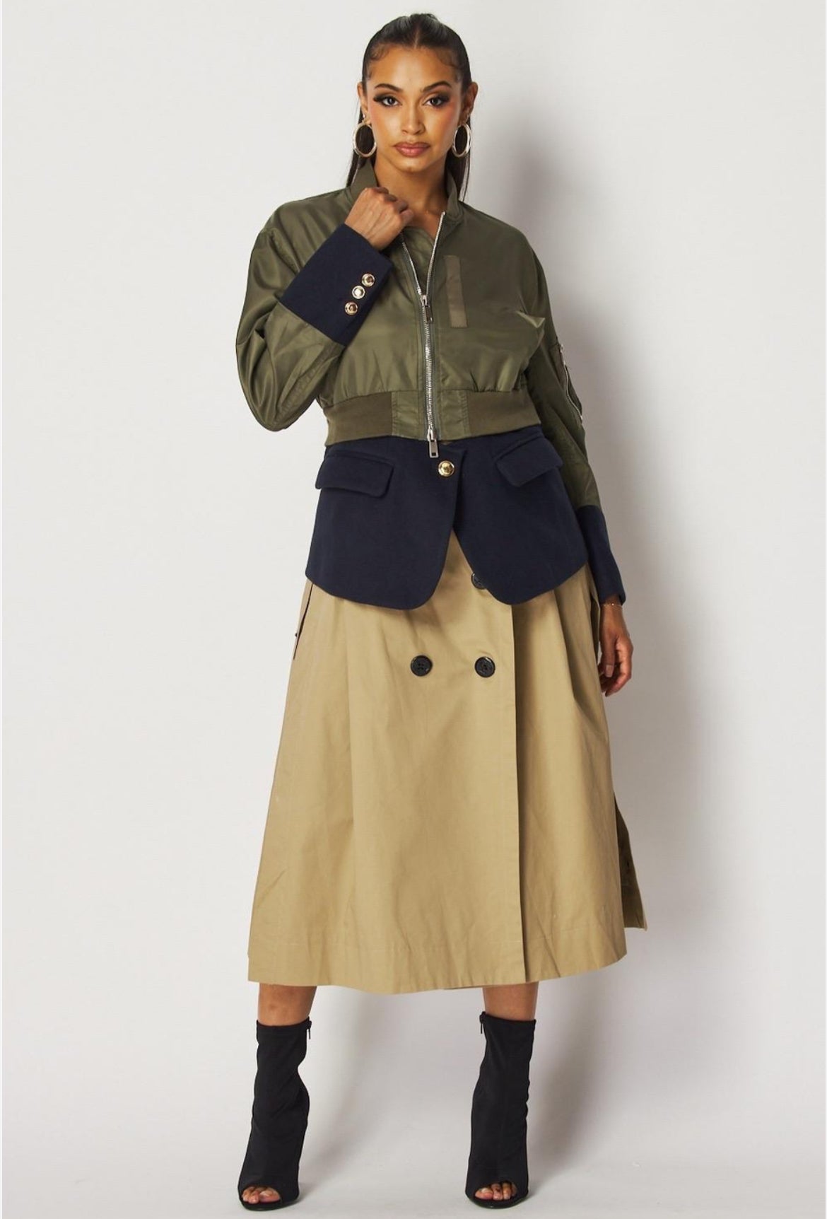 Patchwork Collar Coat - Body By J'ne