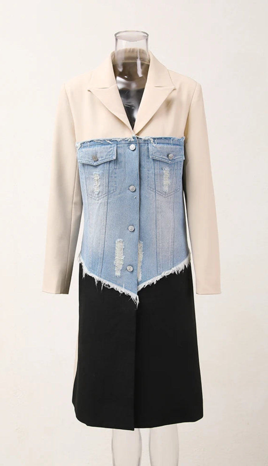 Colorblock Ripped Cardigan Coat - Body By J'ne