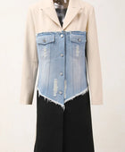 Colorblock Ripped Cardigan Coat