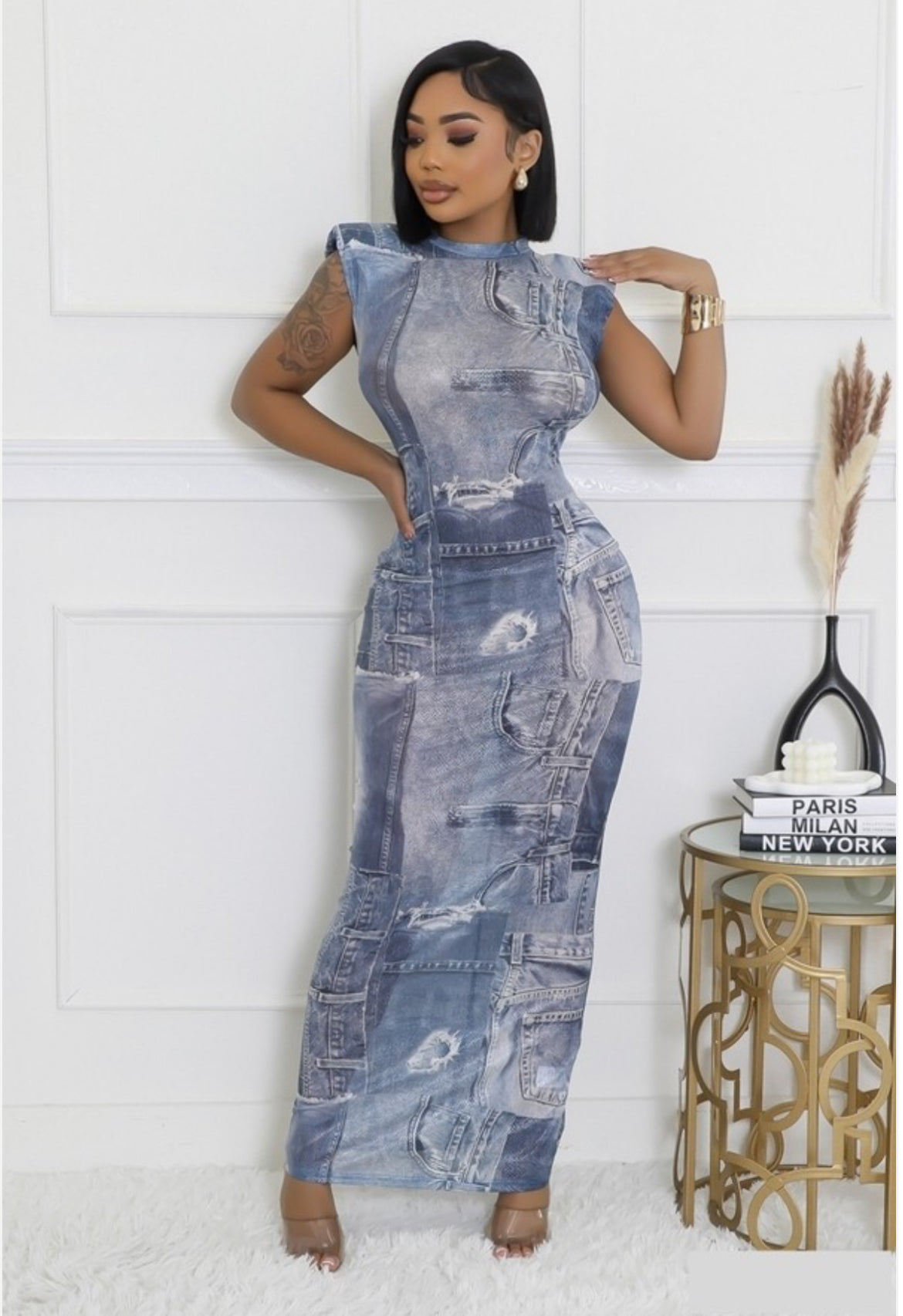 Jess Denim Print Dress - Body By J'ne