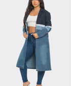 Stylish Multi-Denim Trench Coat