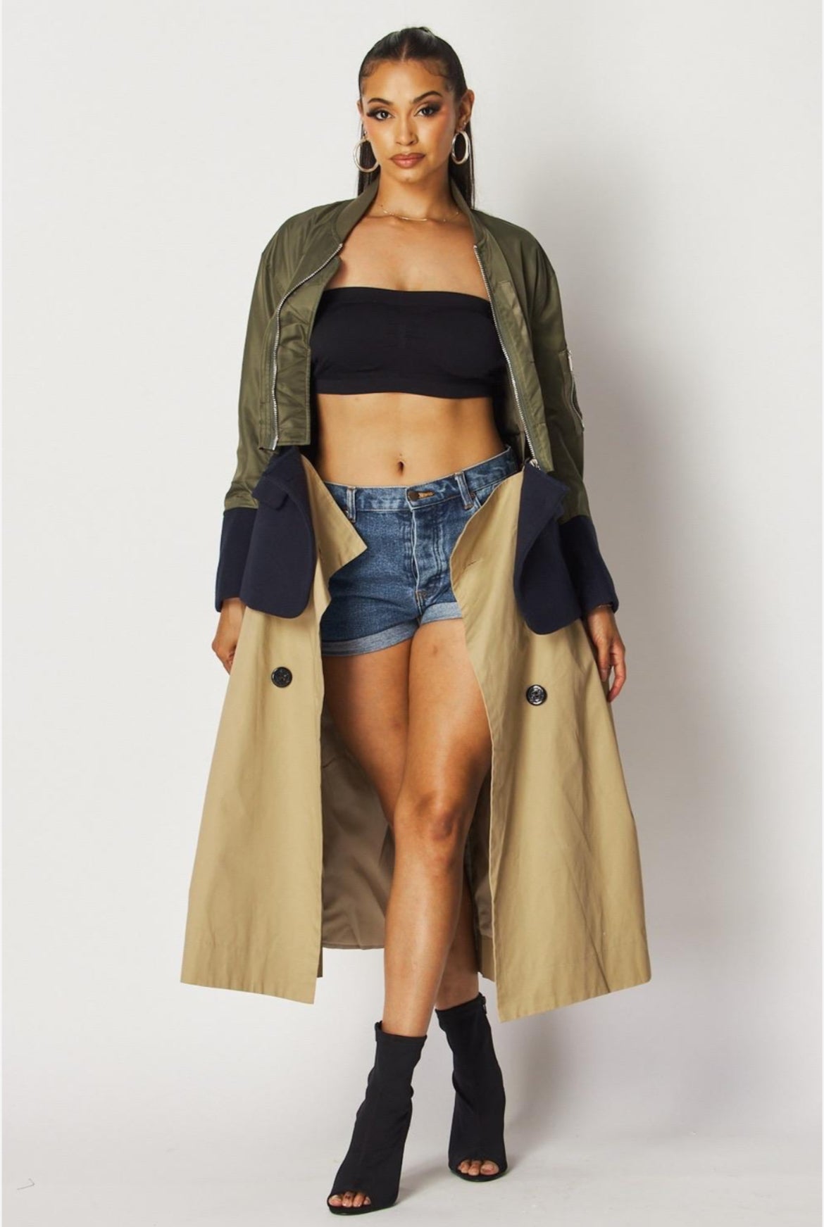 Patchwork Collar Coat - Body By J'ne