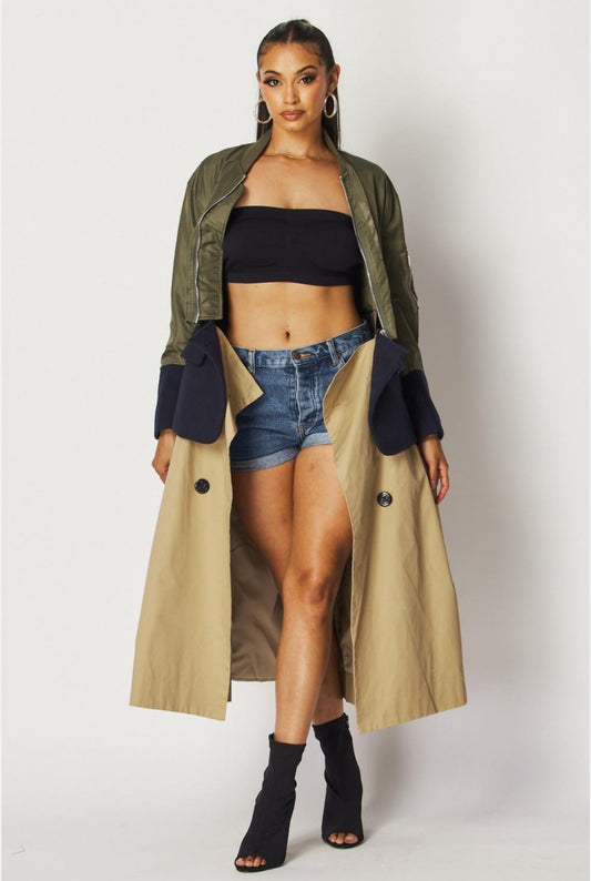 Patchwork Collar Coat - Body By J'ne