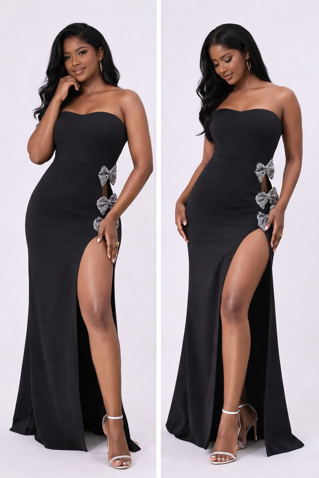 Slit Bow Trim Tube Maxi Dress - Body By J'ne