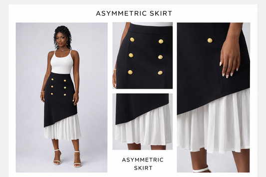 High-Waisted Button Decor Pleated Hem Skirt