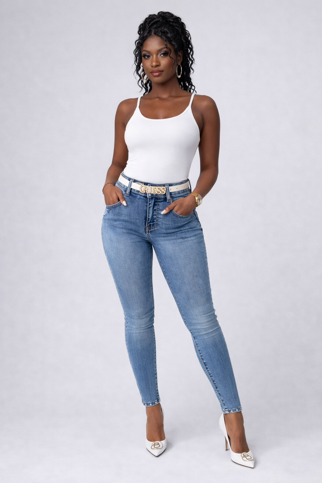 Rhinestone Butterfly Jeans with Pockets