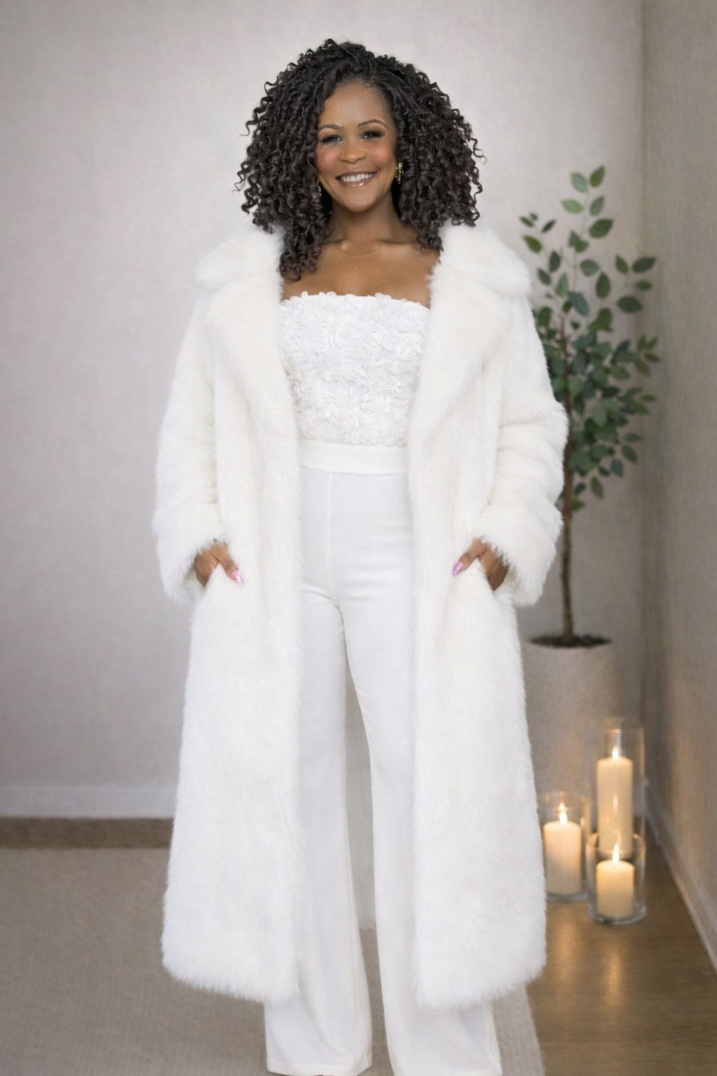 White Halo Faux Fur Coat
