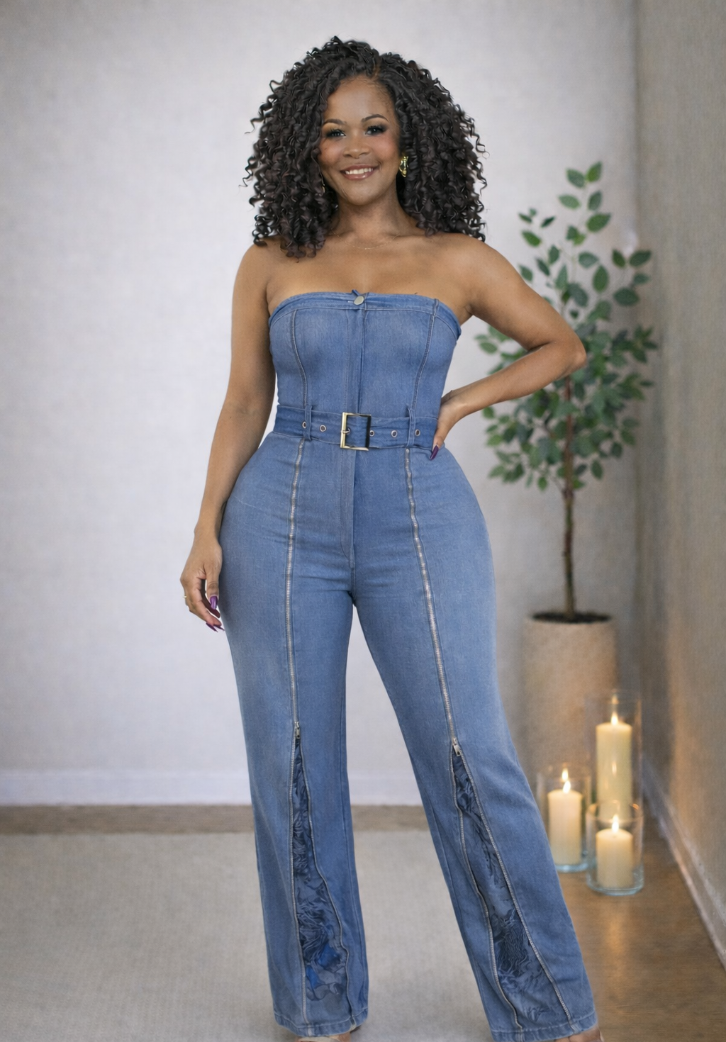 Clear Cut Denim Jumpsuit - Body By J'ne