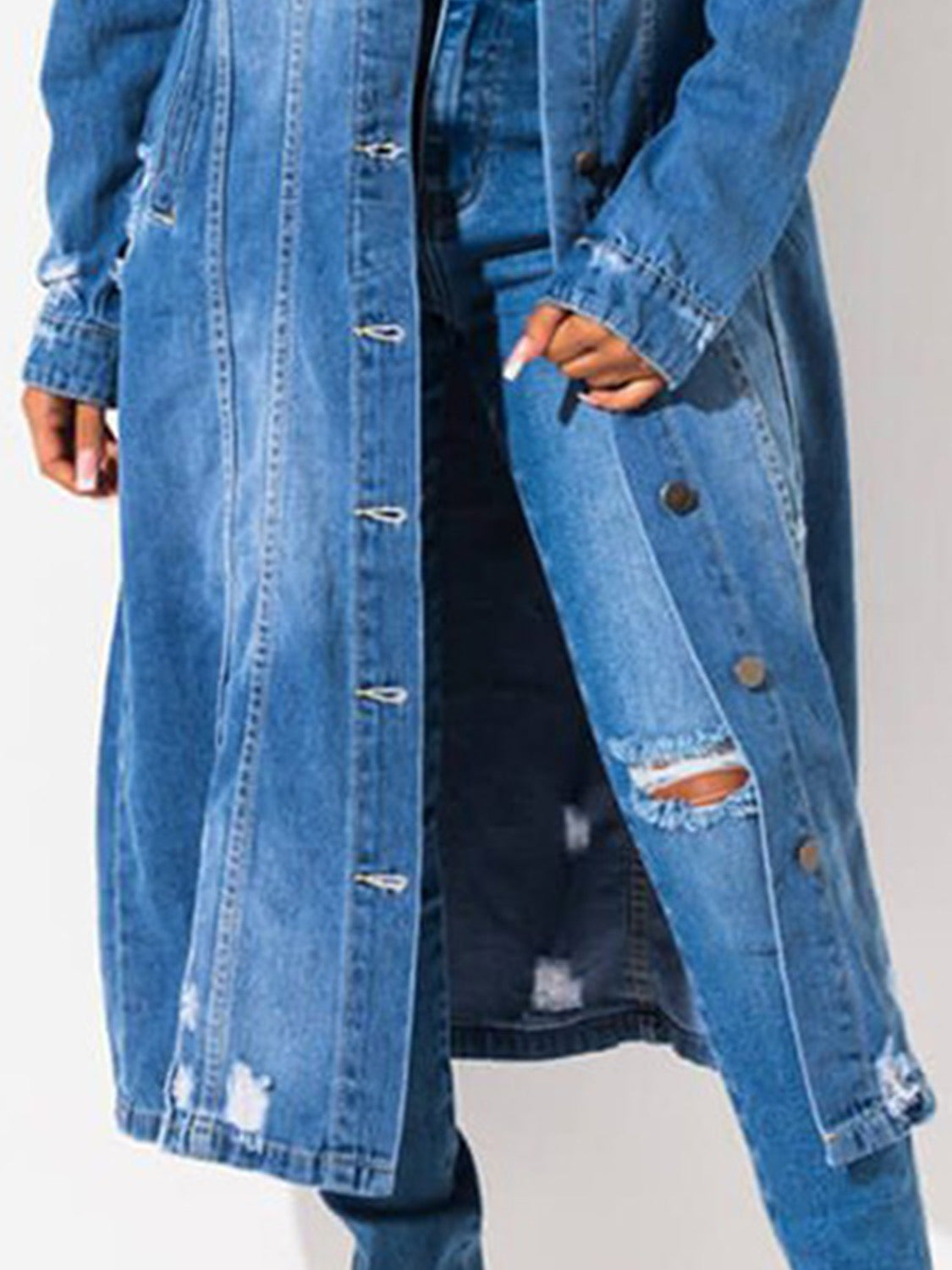 Duster Denim Raw Hem Jacket - Body By J'ne