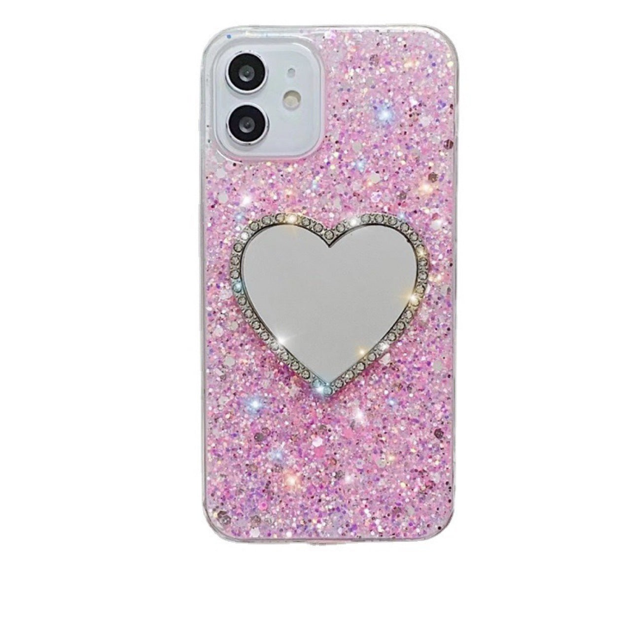 Epoxy Mirror Heart Shape Rhinestone Phone Case - Body By J'ne