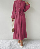 Tie Waist Long Sleeve Dress