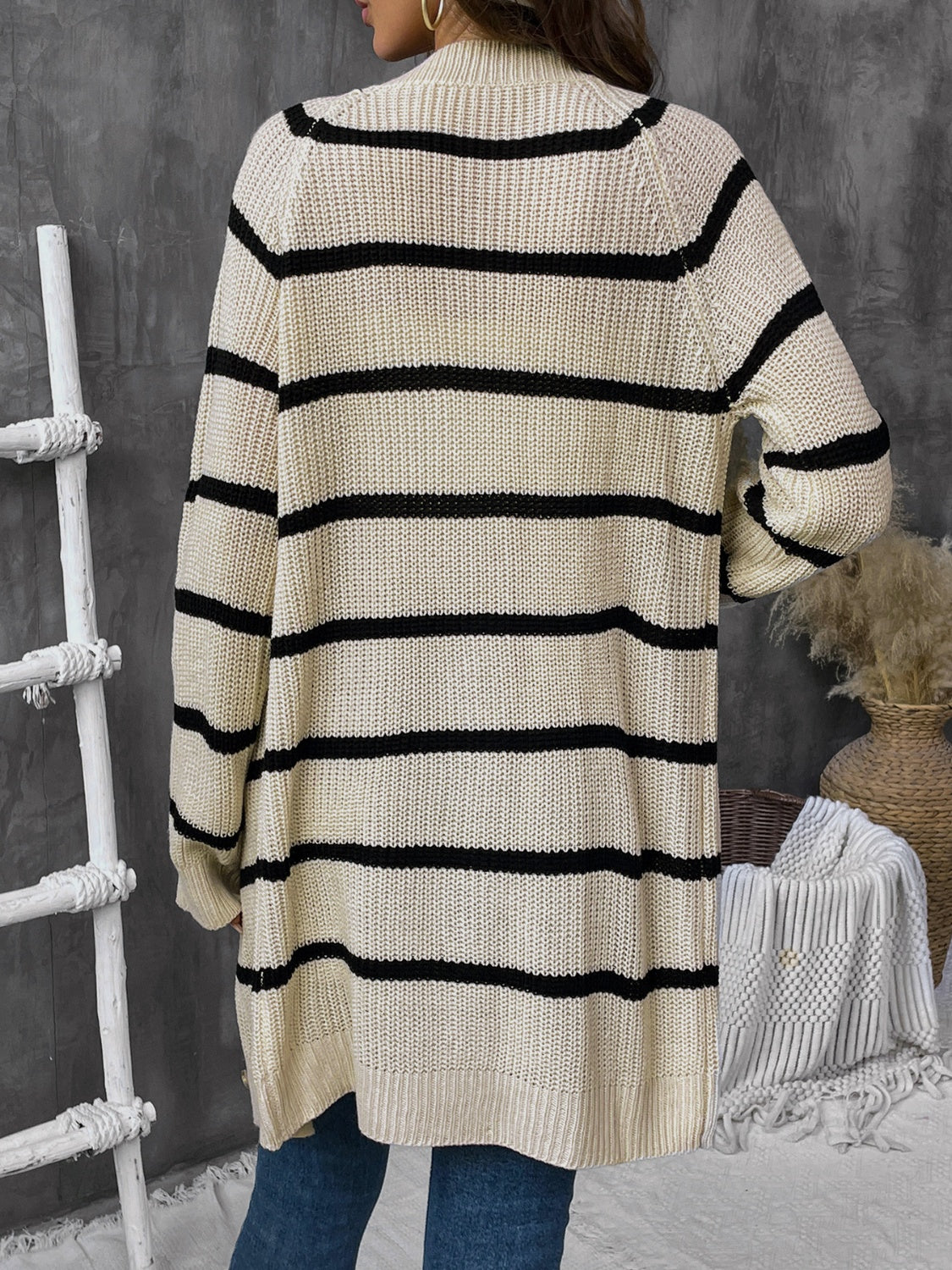 Perfee Striped Button Up Long Sleeve Cardigan - Body By J'ne