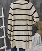 Perfee Striped Button Up Long Sleeve Cardigan