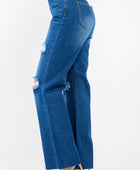 High Waist Distressed Wide Leg Jeans