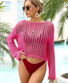 Long Sleeve Round Neck Openwork Cover-Up - Body By J'ne