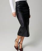 Slit Back Ruched Midi Skirt