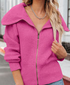 Zip Up Long Sleeve Cardigan