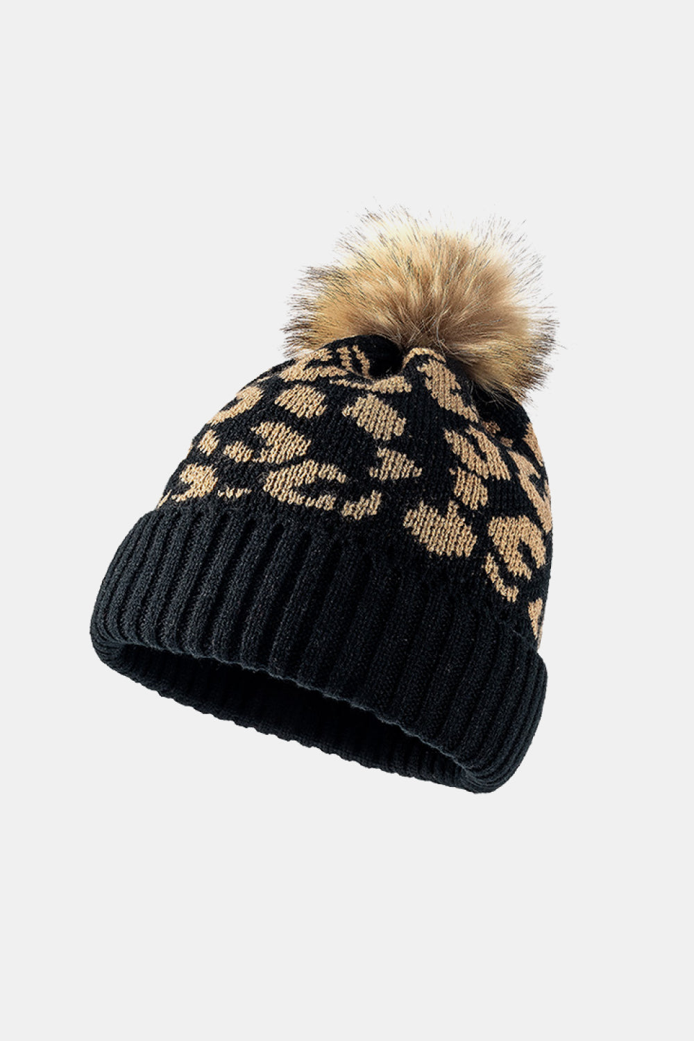 Leopard Pom-Pom Cuffed Beanie - Body By J'ne