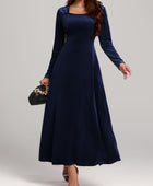 Square Neck Long Sleeve Velvet Dress