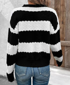 Perfee Striped Round Neck Long Sleeve Sweater