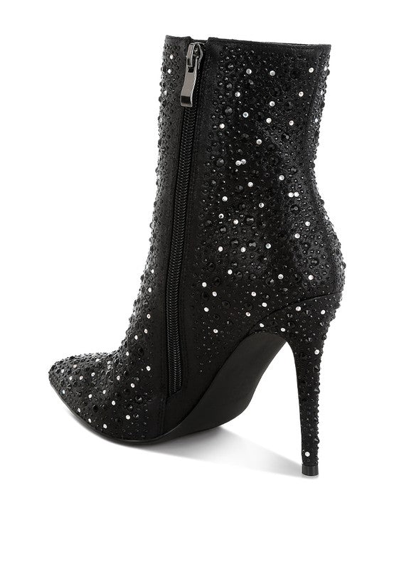 Lobelia Rhinestones Embellished Stiletto Boots - Body By J'ne