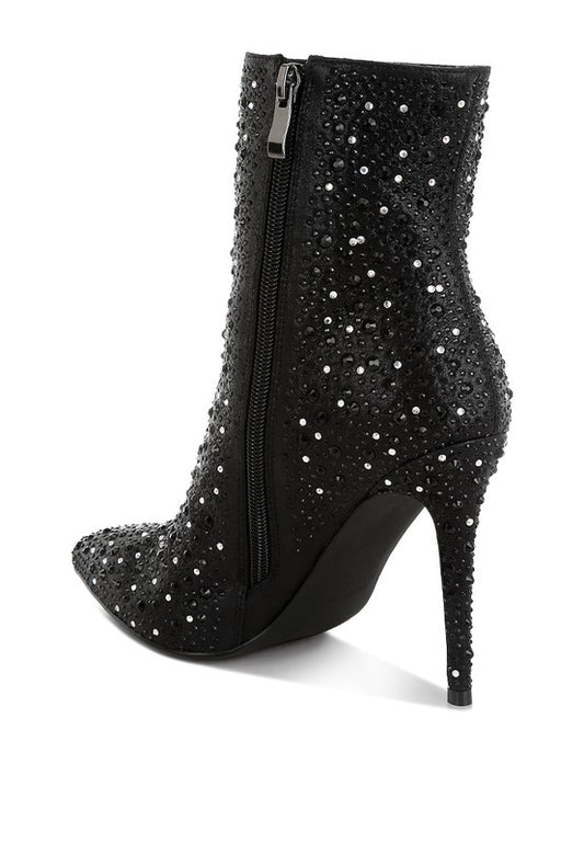 Lobelia Rhinestones Embellished Stiletto Boots - Body By J'ne
