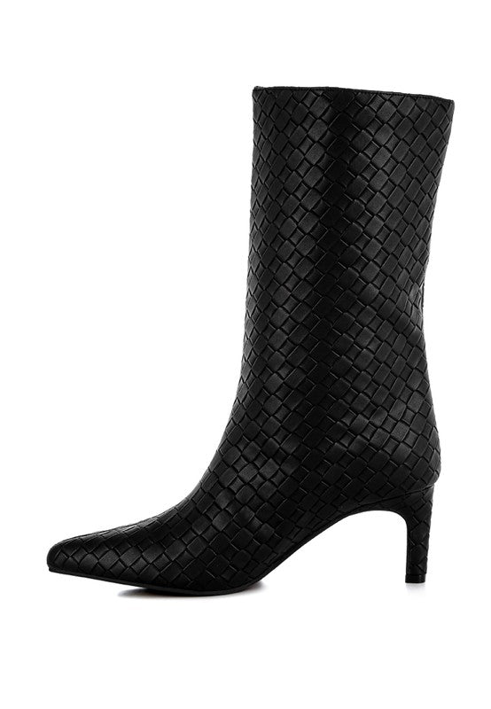 Mentha Woven Faux Leather Boots - Body By J'ne