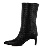 Mentha Woven Faux Leather Boots