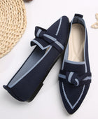 Bow Contrast Trim Point Toe Loafers - Body By J'ne