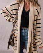 Striped Open Front Long Sleeve Cardigan