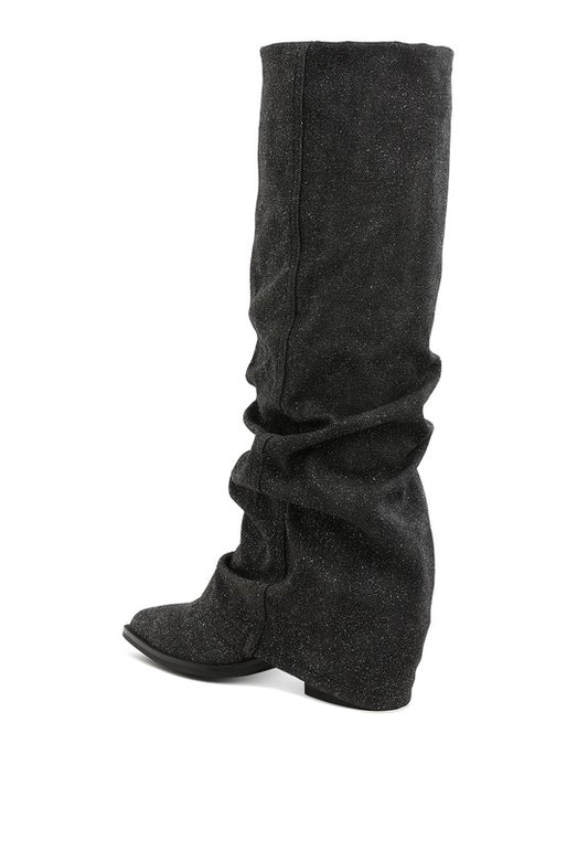 Capella Fold-Over Slouchy Denim Boot - Body By J'ne