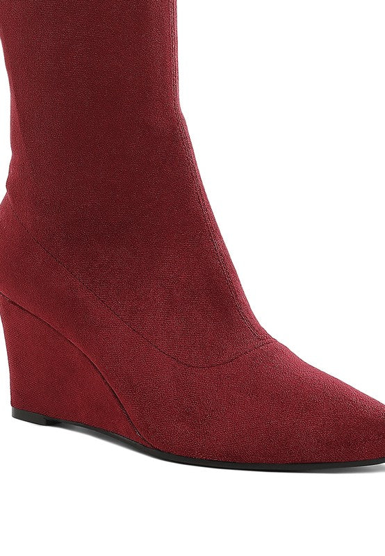 Tulsha Microfiber Wedge Heel Boots - Body By J'ne