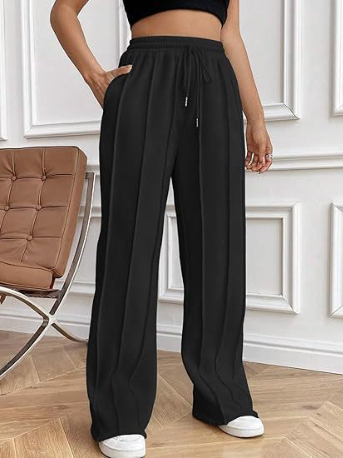 Drawstring Wide Leg Pants with Pockets - Body By J'ne