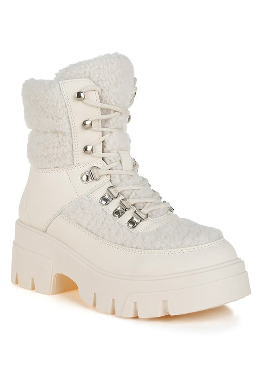 Wellerman Faux Fur Detail Chunky Hiker Boots - Body By J'ne