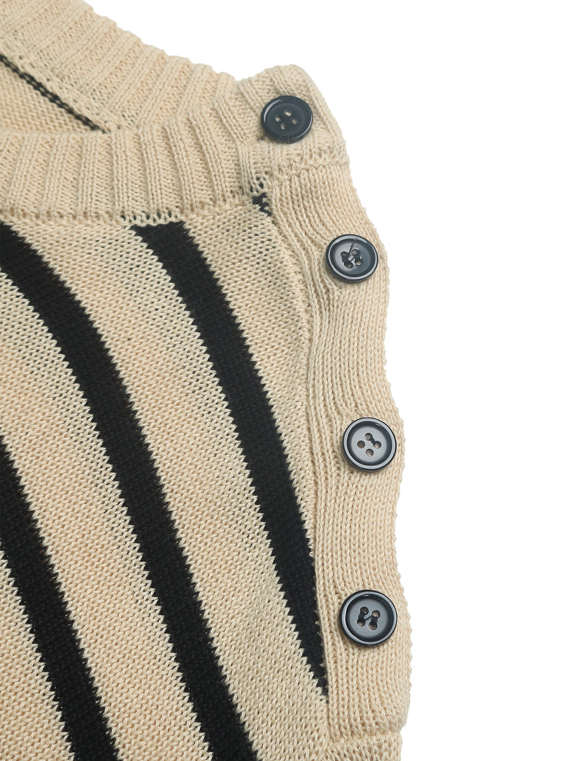 Perfee Striped Round Neck Long Sleeve Knit Top