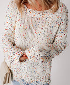 Confetti Round Neck Dropped Shoulder Sweater