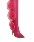 Chinkara Sheer Big Rose Detail Long Boots