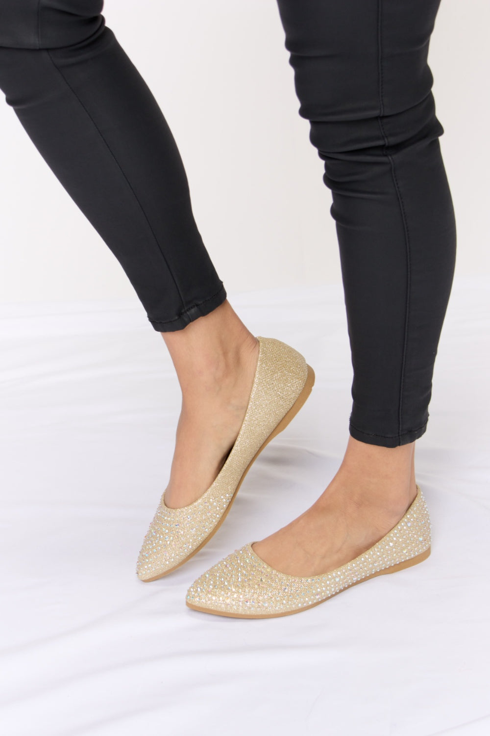 Rhinestone Point Toe Flat Slip-Ons - Body By J'ne