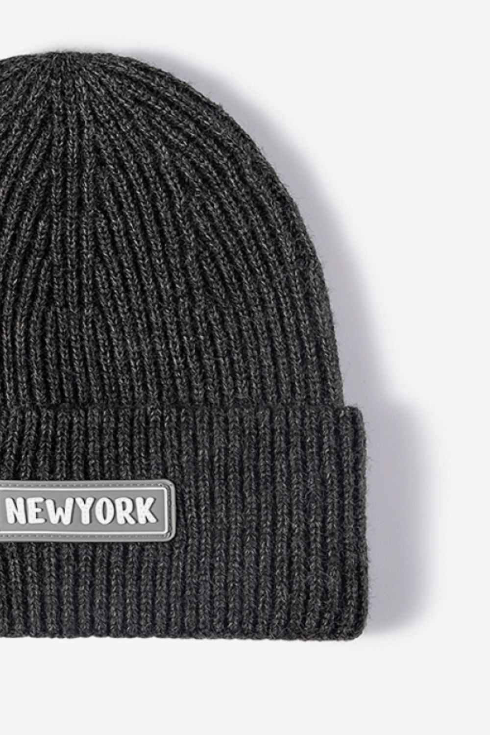 NEWYORK Patch Rib-Knit Cuffed Beanie - Body By J'ne