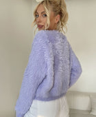 Button Down Long Sleeve Fuzzy Cardigan