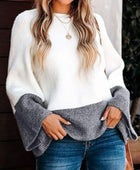 Contrast Round Neck Long Sleeve Sweater