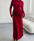 Devine Ruched Long Sleeve Maxi Dress