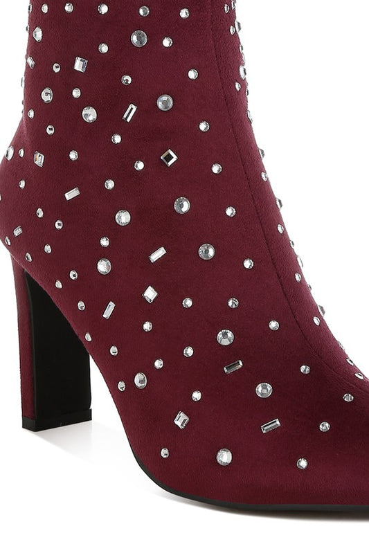 Sakura Diamante Embellished Microfiber Boots - Body By J'ne