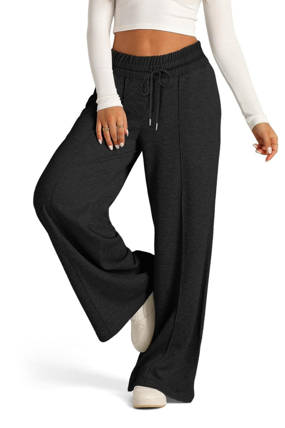 Drawstring Elastic Waist Wide Leg Pants - Body By J'ne