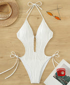 Textured Cutout Tied One-Piece Swimwear - Body By J'ne