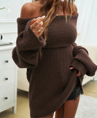 Devine Off-Shoulder Extra-Long Sleeve Sweater