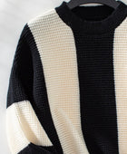 Color Block Round Neck Long Sleeve Sweater