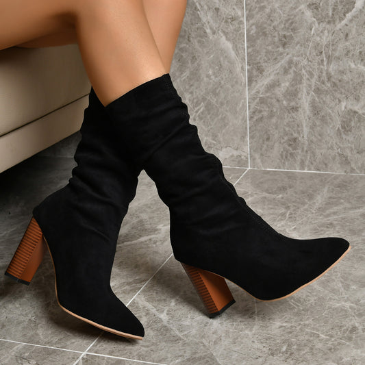 Vicky Mid-calf Suede Boots - Body By J'ne