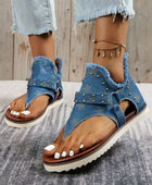 Studded Raw Hem Flat Sandals - Body By J'ne